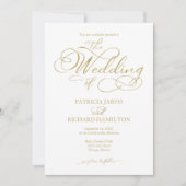 Invitation Simple Élégant Mariage Écriture Fausse Feuille D'o (Devant)