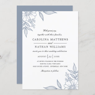 Invitation Simple Elégant Mariage Floral Corners