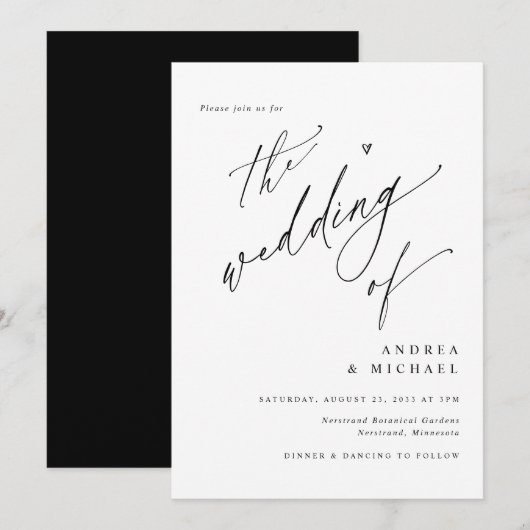 Invitation Simple Élégant Mariage Minimaliste Moderne (Devant / Derrière)