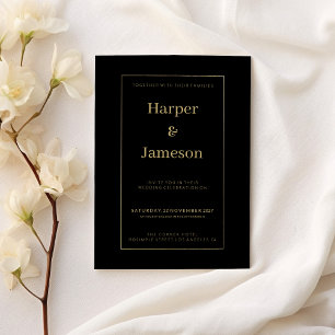 Invitation Simple élégant mariage minimaliste noir or