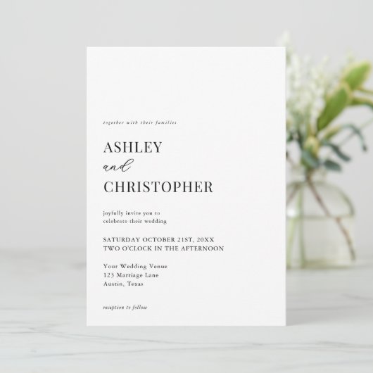 Invitation Simple Élégant Mariage Moderne (Debout devant)