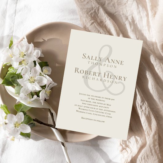 Invitation Simple élégant Mariage moderne Ampersand Script