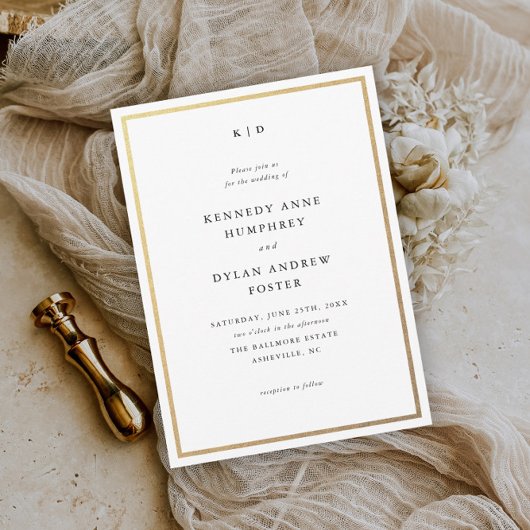 Invitation Simple Élégant Mariage Noir et Blanc