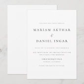 Invitation Simple Élégant Mariage Noir et Blanc Script (Devant / Derrière)