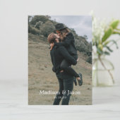 Invitation Simple élégant Mariage photo bleu Dusty Classy (Debout devant)