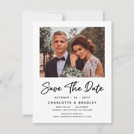 Invitation Simple élégant Mariage photo de script moderne (Devant)