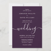 Invitation Simple Elegant Mariage photo moderne violet (Devant)