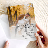 Invitation Simple Elegant Mariage photo noir blanc