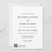 Invitation Simple Élégant Mariage QR Typographie Noir Blanc (Devant)