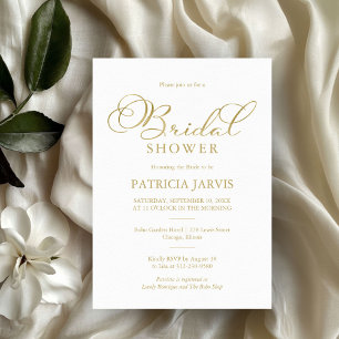 Invitation Simple Élégant Mariage Script Doré Feuille de Show