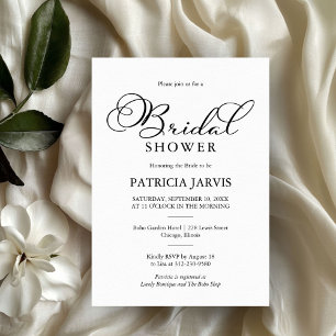 Invitation Simple Élégant Mariage Script Police Noir Cérémoni