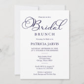 Invitation Simple Elegant Marine Bleu Script Bridal Brunch (Devant)