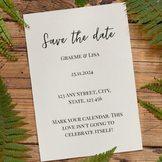 Invitation Simple Élégant Marquez votre calendrier Sauvegarde