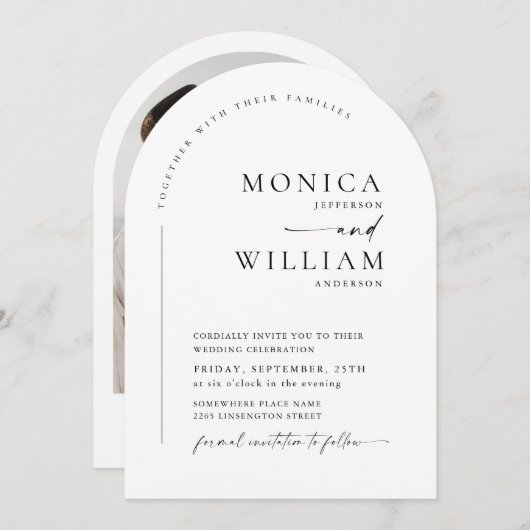 Invitation Simple Elegant Minimaliste Design Mariage Photo (Devant / Derrière)
