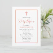 Invitation Simple Élégant Minimaliste Dk Blush Pink Baptism (Debout devant)