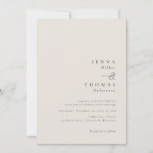 Invitation Simple Élégant Minimaliste Mariage Beige (Devant)