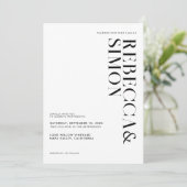 Invitation Simple Elegant minimaliste Mariage noir et blanc (Debout devant)