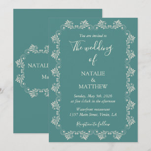 Invitation Simple, Élégant, Minimaliste, Ornement de Damas