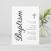 Invitation Simple Élégant Minimaliste Script Baptême (Debout devant)