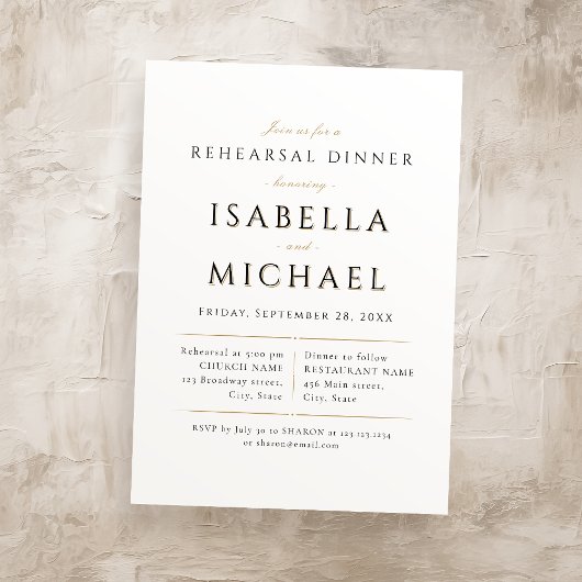 Invitation Simple Élégant Moderne Classique Dîner De Répétiti