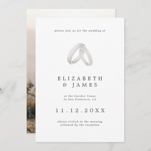 Invitation Simple Elegant moderne Couple Mariage photo (Devant / Derrière)