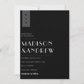 Invitation Simple Élégant Moderne Mariage Monogramme Noir Bla (Devant)