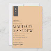 Invitation Simple Élégant Moderne Mariage Monogramme Noir Or (Devant)