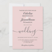 Invitation Simple Elegant moderne Mariage rose doux (Devant)