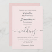 Invitation Simple Elegant moderne Mariage rose doux (Devant / Derrière)