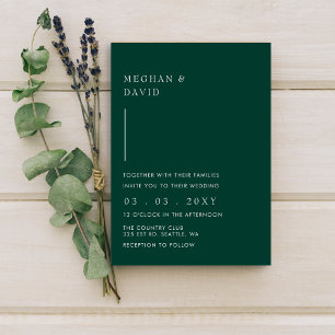 Invitation Simple Elégant moderne Mariage vert émeraude