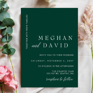 Invitation Simple Elégant moderne Mariage vert émeraude
