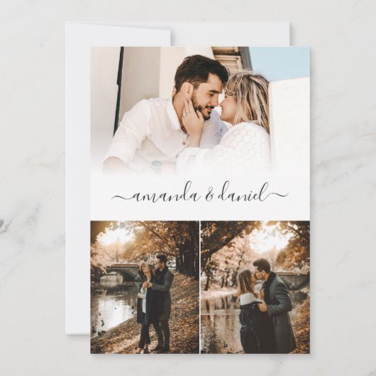 Invitation Simple élégant moderne Script 4 Mariage photo (Dos)