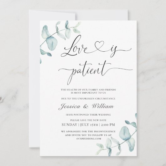 Invitation Simple élégant Modifier la date aquarelle (Devant)