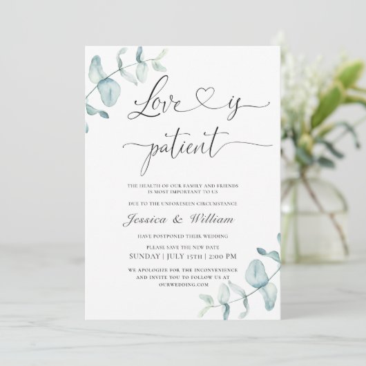 Invitation Simple élégant Modifier la date aquarelle (Debout devant)