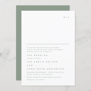 Invitation Simple Élégant Monogram Moss Mariage vert