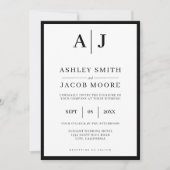 Invitation Simple élégant Monogramme moderne noir Mariage bla (Devant)