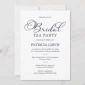 Invitation Simple Elegant Navy Bleu Script Bridal Tea Party (Devant)