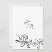 Invitation Simple élégant noir blanc floral Enregistrer la da (Dos)