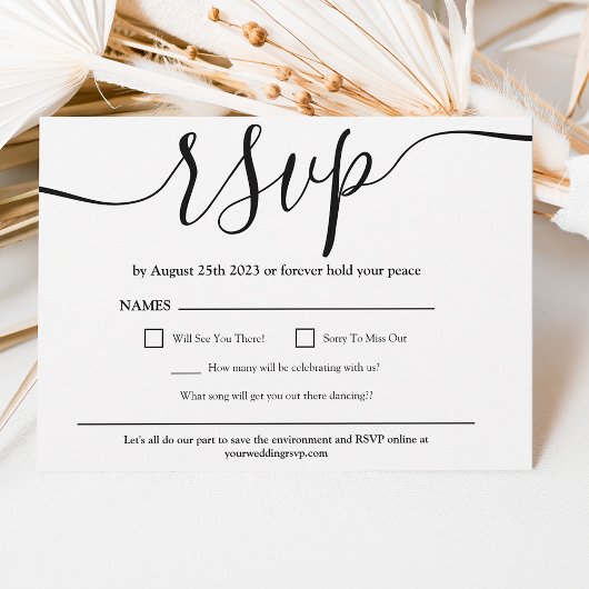 Invitation Simple élégant noir blanc mariage rsvp