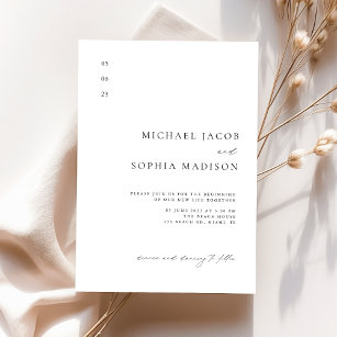 Invitation Simple Elegant noir & blanc minimaliste Mariage