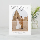 Invitation Simple Elegant noir et blanc Mariage photo Merci (Debout devant)