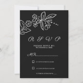 Invitation Simple élégant noir floral RSVP (Devant)