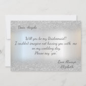 Invitation Simple Élégant Paillettes Argentées Bokeh Demoisel (Dos)