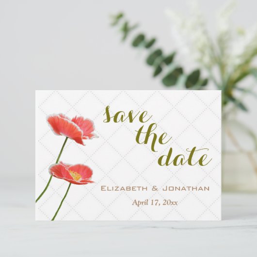 Invitation Simple Élégant Pépites Florales Enregistrer La Dat (Debout devant)