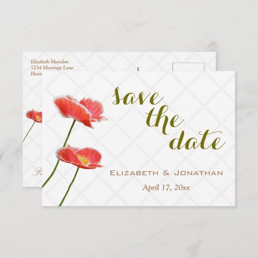 Invitation Simple Élégant Pépites Florales Enregistrer La Dat (Devant / Derrière)