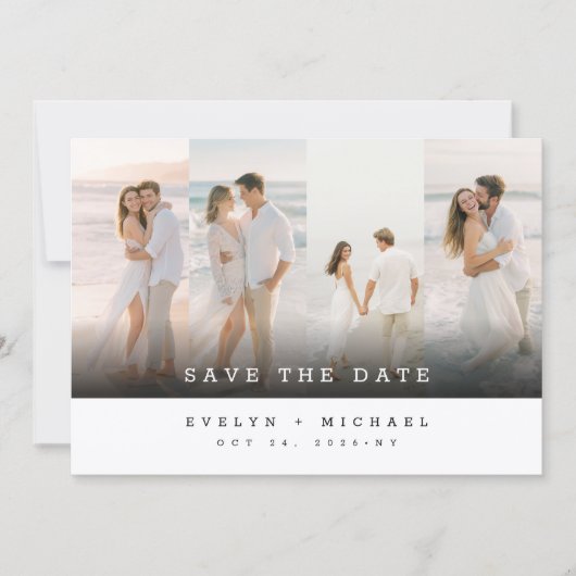 Invitation Simple Elegant Photo Collage Wedding Save The Date (Devant)