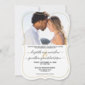 Invitation Simple Elegant Photo Gold Mariage noir (Devant)