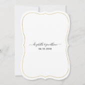 Invitation Simple Elegant Photo Gold Mariage noir (Dos)