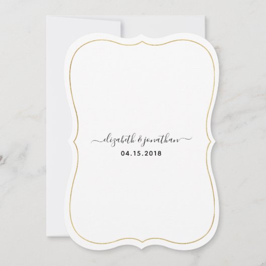 Invitation Simple Elegant Photo Gold Mariage noir (Dos)