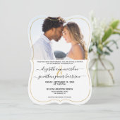 Invitation Simple Elegant Photo Gold Mariage noir (Debout devant)